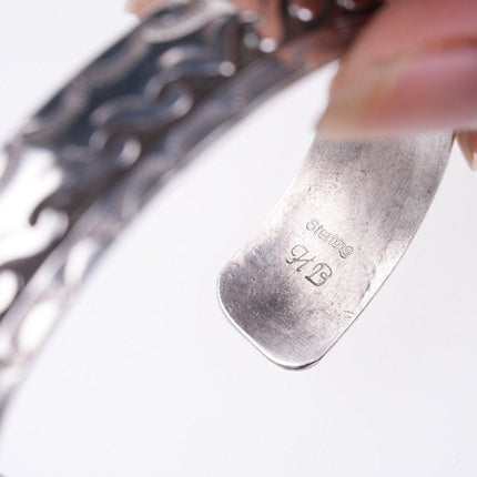 6 5/8" Navajo Stamped sterling overlay bracelet