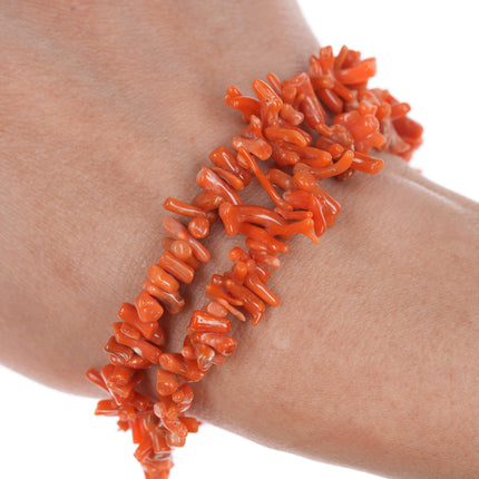 Vintage Branch coral bracelet and earrings set