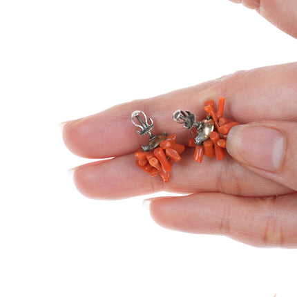 Vintage Branch coral bracelet and earrings set