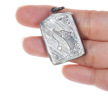 Antique Silver enamel hand engraved pendant and other