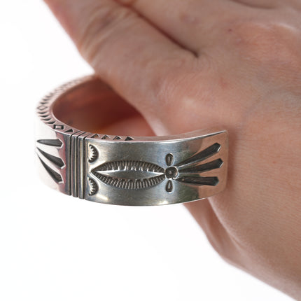 6 5/8" Jennifer Curtis Navajo Heavy Stamped silver bracelet