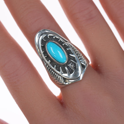 sz8 Ben Nighthorse Campbell (Cheyenne, b. 1933) Sterling and turquoise ring