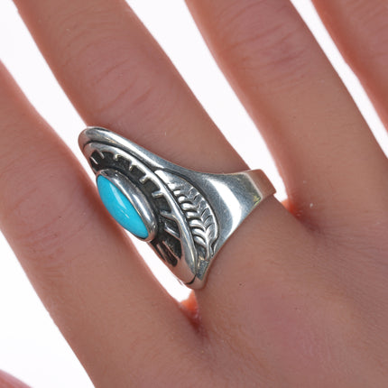 sz8 Ben Nighthorse Campbell (Cheyenne, b. 1933) Sterling and turquoise ring