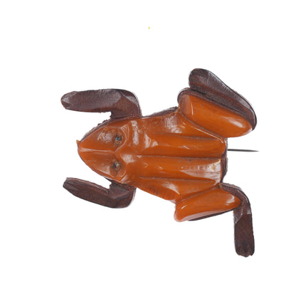 c1940's Bakelite on leather frog pin