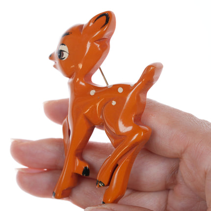 c1940's Martha Sleeper Bakelite Bambi deer brooch