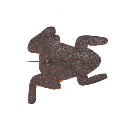 c1940's Bakelite on leather frog pin