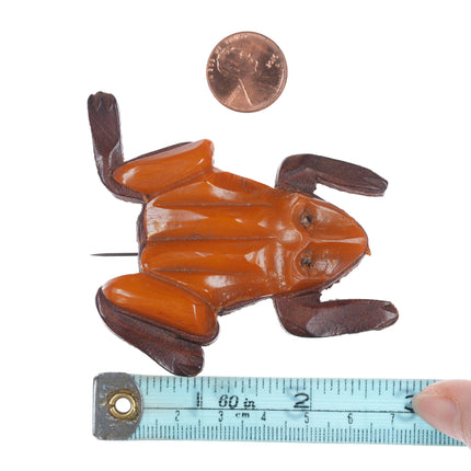 c1940's Bakelite on leather frog pin