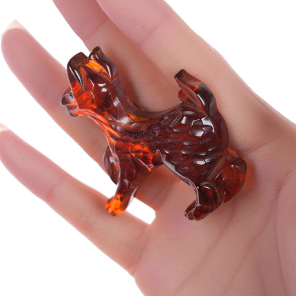 c1940's carved lucite dog brooch