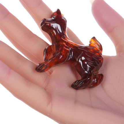 c1940's carved lucite dog brooch