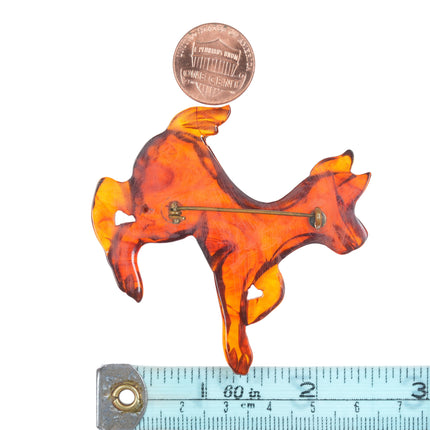 c1940's carved lucite dog brooch