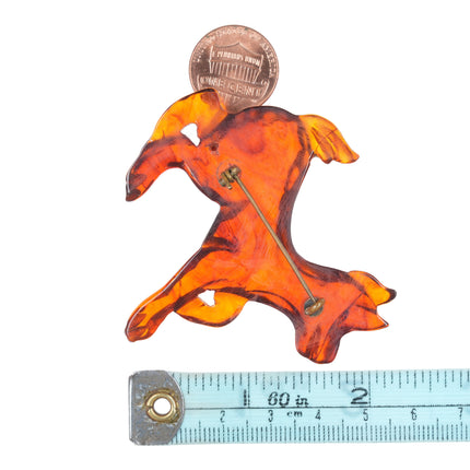 c1940's carved lucite dog brooch