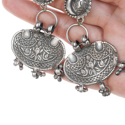 Large Retro Sterling dangle earrings with birds