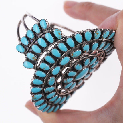 6 7/8" Betsy Nez Navajo sterling and turquoise cluster bracelet