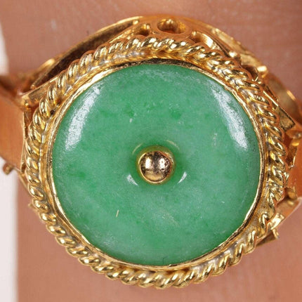 Chinesischer Vintage-Ring aus 14 Karat Gold/Jadeit