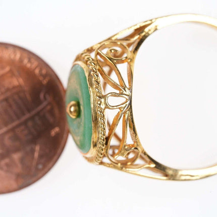 Chinesischer Vintage-Ring aus 14 Karat Gold/Jadeit