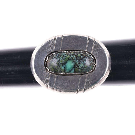 sz8.5 Leonard and Marian Nez Navajo Sterling and high grade turquoise ring