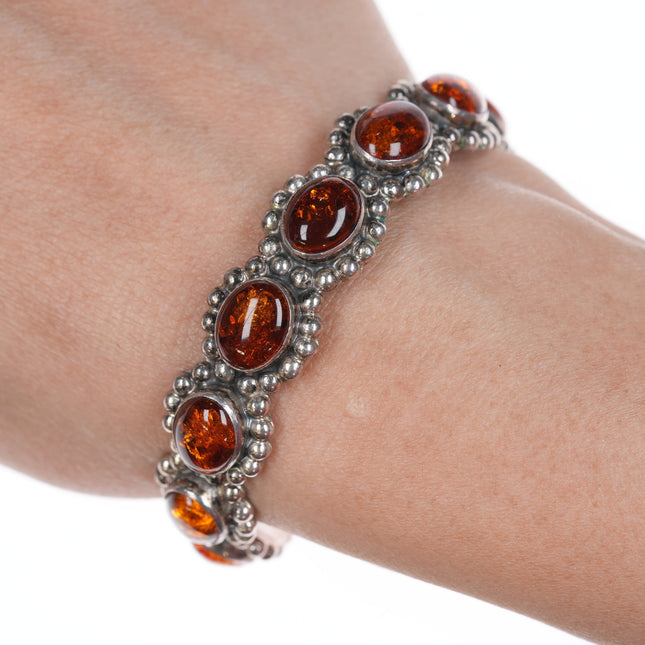 6.25" Janice Girardi Amber and Sterling cuff bracelet