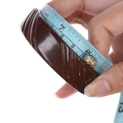 8" c1940's Carved Bakelite Bangle chocolate