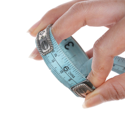 6.5" Bell Trading post Navajo Curio sterling and turquoise row cuff bracelet