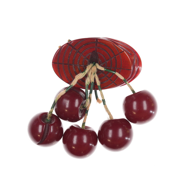 c1940's Bakelite cherries brooch 2