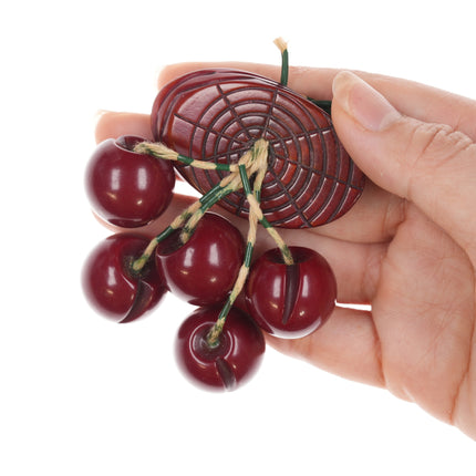 c1940's Bakelite cherries brooch 2