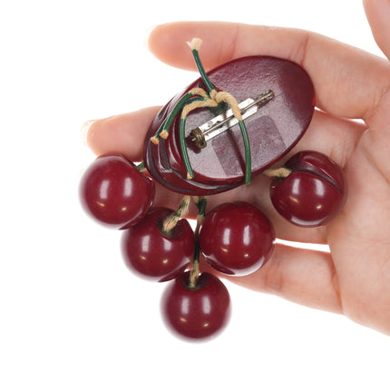 c1940's Bakelite cherries brooch 2