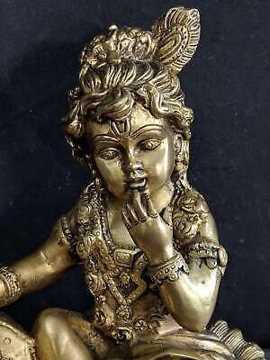 Statue von Krishna, dem Butterdieb, aus massiver Bronze, hinduistische Gottfigur, 6,75 Pfund, 20,3 x 20,3 x 15,2 cm.