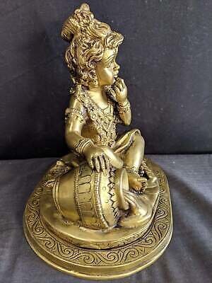 Solid Bronze Krishna the Butter Thief Statute Hindu  Figure 6.75 pounds 8" x