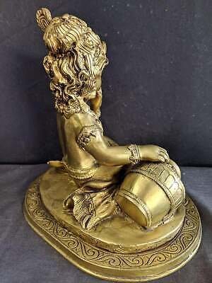 Statue von Krishna, dem Butterdieb, aus massiver Bronze, hinduistische Gottfigur, 6,75 Pfund, 20,3 x 20,3 x 15,2 cm.