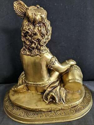 Solid Bronze Krishna the Butter Thief Statute Hindu  Figure 6.75 pounds 8" x