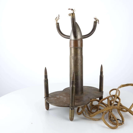 Trench Art Lamp 3 Lite aus der Zeit des 1. Weltkriegs