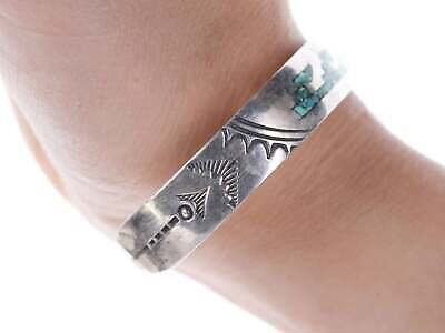 Vintage Navajo Sterling chip inlay cuff bracelet