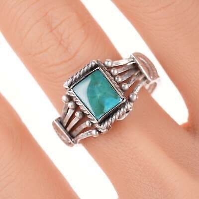 sz11.5 30's-40's Navajo puzzle ring silver and turquoise