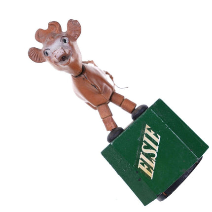 Vintage Texas Advertising items Tex Tan Leather Bendy figure Elsie cow push pupp