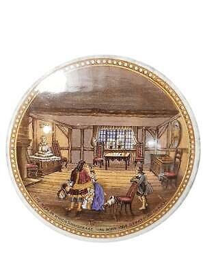 Staffordshire Prattware Topfdeckel The Room in which Shakespeare Was Born 19. Jahrhundert 4 3/8"