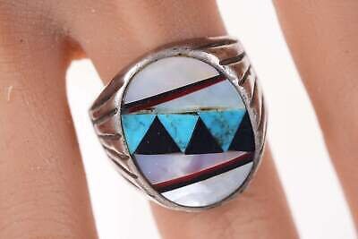 sz11.5 Vintage Zuni Sterling Munti-stone inlay ring