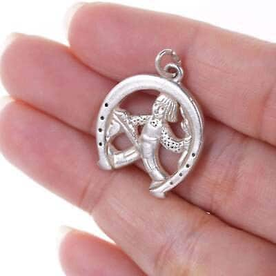 Rare Retired James Avery Archer Girl in Horseshoe Oversized charm/pendant in ste