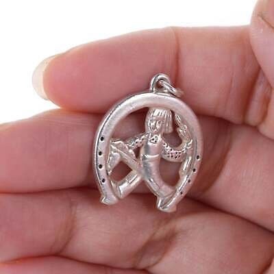 Rare Retired James Avery Archer Girl in Horseshoe Oversized charm/pendant in ste