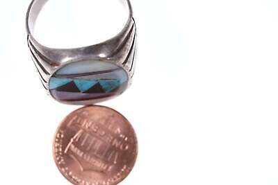 sz11.5 Vintage Zuni Sterling Munti-stone inlay ring