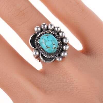 sz6 Vintage Navajo silver and turquoise ring e