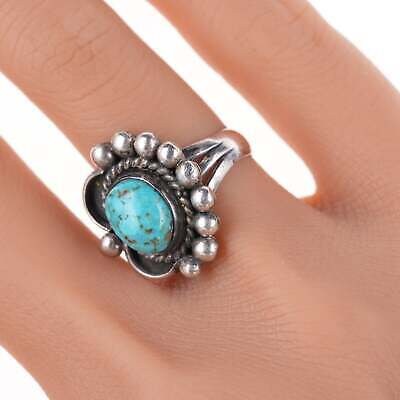 sz6 Vintage Navajo silver and turquoise ring e