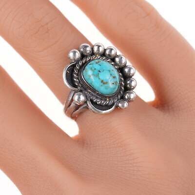 sz6 Vintage Navajo silver and turquoise ring e