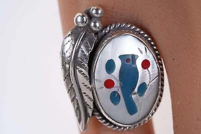尺寸 5.5 复古纯银 Zuni Bluebird 镶嵌戒指