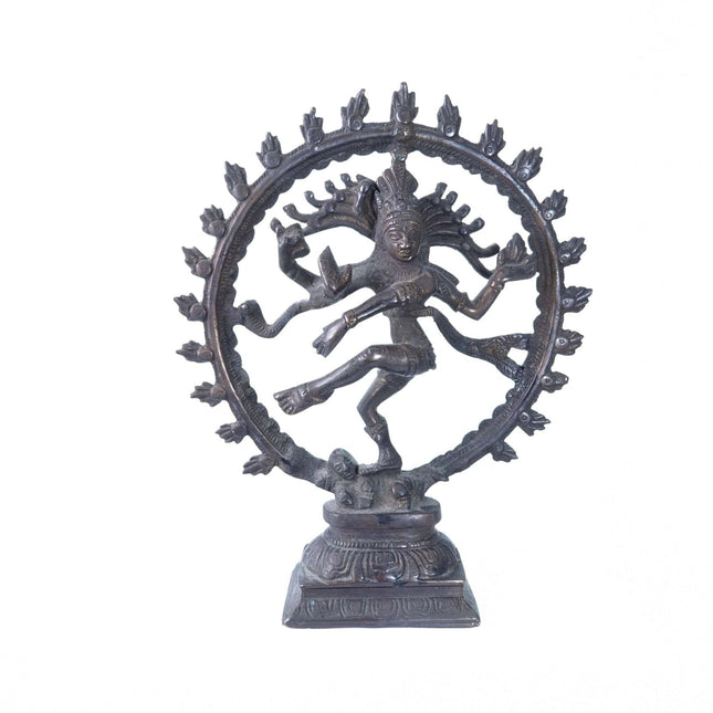 复古湿婆神 Nataraja 青铜雕像 9.25 英寸 x 7.5 英寸