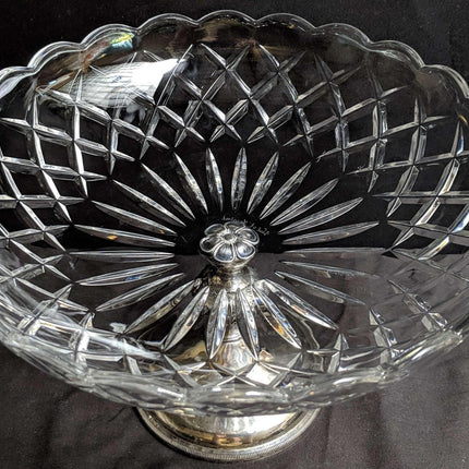 Val St Lambert Compote on Italian Silverplate Pedestal