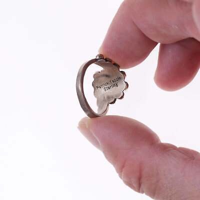 尺寸 9.25 Patrick Yazzie 纳瓦霍纯银高级珊瑚戒指