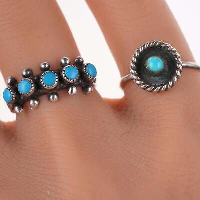 sz4.5-5.5 Fred Harvey and other Native American sterling and turquoise rings