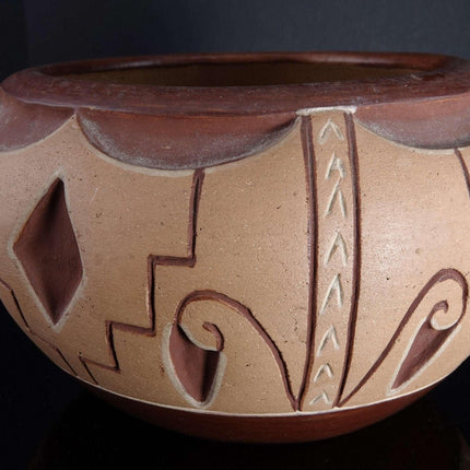 1960er Jahre Tomasita Montoya (1899-1978) Dominguita Sisneros Naranjo (geb. 1942) San Juan Pottery Native American Bowl Mutter/Tochter