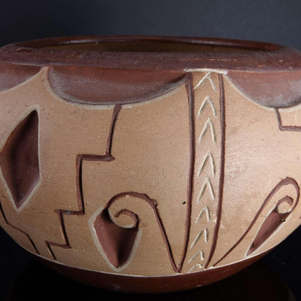 1960er Jahre Tomasita Montoya (1899-1978) Dominguita Sisneros Naranjo (geb. 1942) San Juan Pottery Native American Bowl Mutter/Tochter