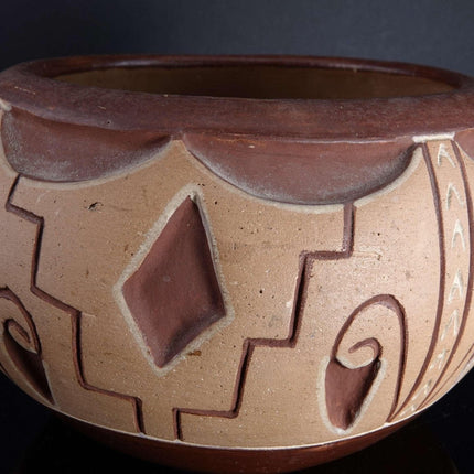 1960er Jahre Tomasita Montoya (1899-1978) Dominguita Sisneros Naranjo (geb. 1942) San Juan Pottery Native American Bowl Mutter/Tochter